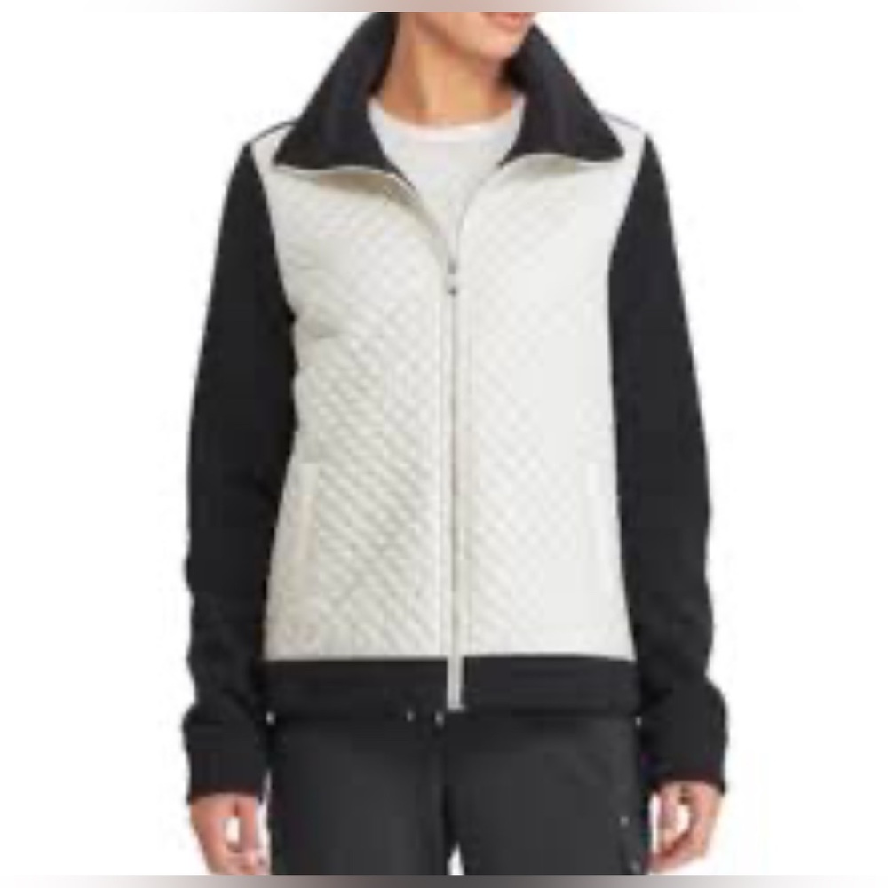 Lauren Ralph Lauren - women’s Cream Quilted black fleece full zip up Jacket SZ S